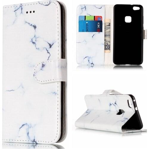 For Huawei P10 Case Marble Pattern Luxury Flip Leather Phone Case TPU Back Cover Flip Shell Wallet Card Holder P 10 P10Plite