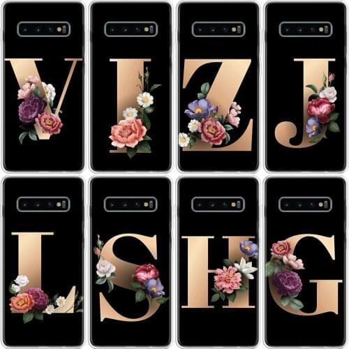 Flower 26 English Name Letters! Phone Case For Samsung Galaxy A51 A71 A50 A70 A90 A10S A20S A20E A21 A30 A40 A41 A01 M30S A6 A7