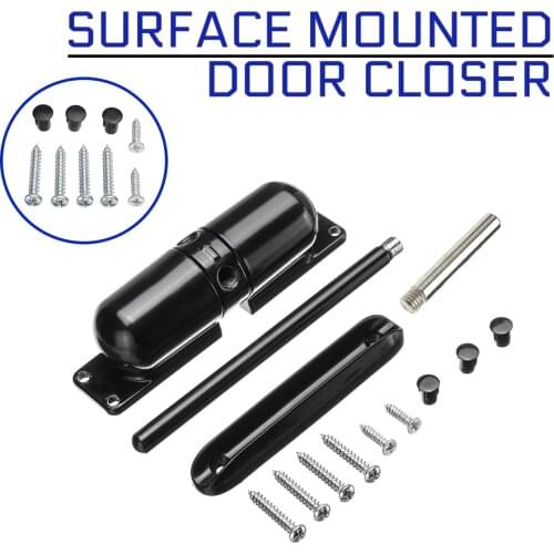 Black Door Closer Gate Surface Mounted Outdoor Spring Elastic Loaded Adjustable Door Closer