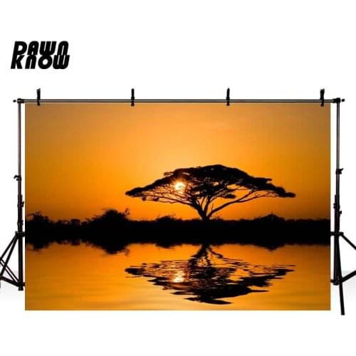 DAWNKNOW Sunset Lake Photography Background Backdrop Photocall Shoot Tree Children Wedding Photo Studio Customize GY469