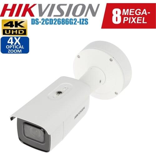 Hikvision 8MP 4K POE IP Camera Bullet DS-2CD2686G2-IZS AcuSense Audio/Alarm Human & Vehicle Classification 60m IR 256GB Slot