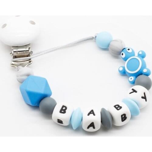 Custom Baby Personalized Name Silicone Letter Pacifier Chains Wooden Pacifier Clips Baby Shower Gifts Teething Toy Dummy Clips