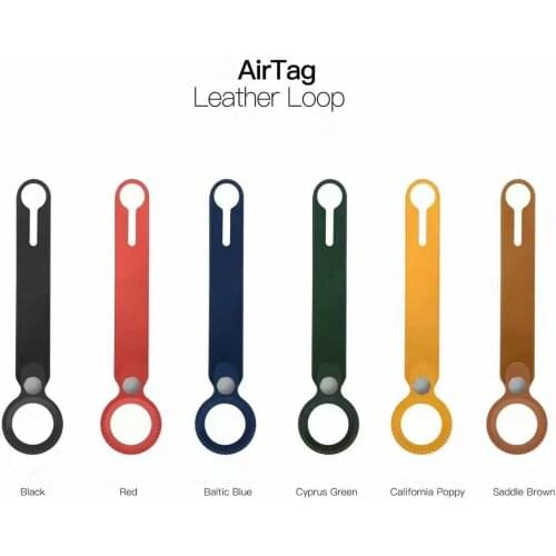 For AirTag Leather Loop - For Air Tags Location Tracker Ring Buckle AirTag leather keychain