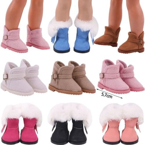 Doll Shoes Snow Boots Short Plush Upper For 14 Inch Wellie Wisher Doll & 32-34 Cm Paola Reina &1/6 bjd Doll Accessories,Toy Gift