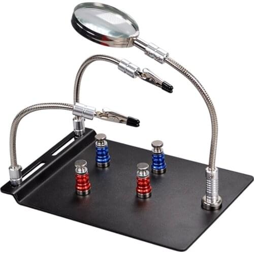 Magnetic Circuit Board Clamp PCB Magnifying Glass Repair Fixture Electronic Tool Motherboard Repair Fixture Magnifying Glass 3X