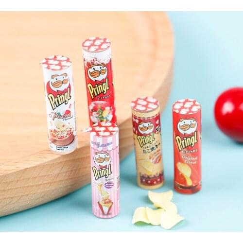1/12 Scale Miniature Dollhouse Potato Chips Crisps Bottle Mini Doll Food for Barbies Kitchen Toy Accessories