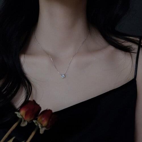 ModaOne New Cool Bling Cubic Zirconia Silver Color Clavicle Chain Necklace For Women Girls Korean Minimalist Dainty Jewelry