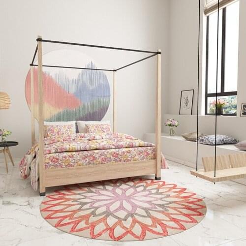 Fashion Petals Round Carpet Simple Abstract Geometric Carpet Bedroom Hanging Basket Swivel Chair Cushion Living Room Sofa Mat