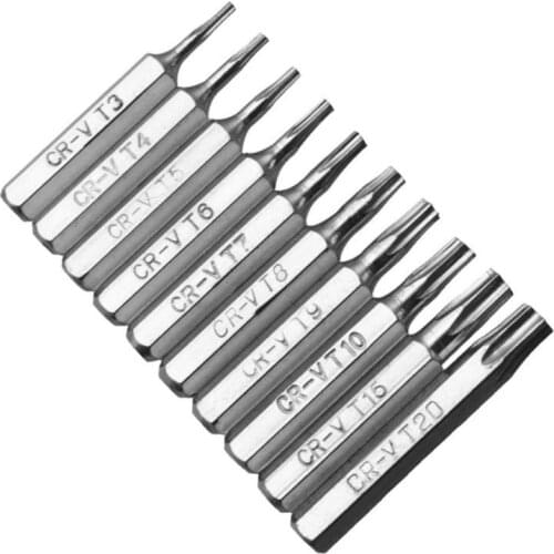 10pcs CR-V Torx Bits Set T3 T4 T5 T6 T7 T8 T9 T10 T15 T20 Mobile Repair Bit
