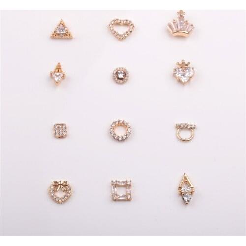 Latest 5pcs Zircon Nail Art Decoration Luxury Rhinestone Triangle Crpwn Nails Jewelry Top-level Nail ER024