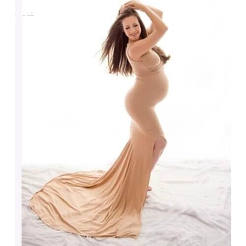 New Sleeveless Maternity Dresses cotton Maxi Gown V Neck Long Pregnancy Photography Dress Pregnant Women Baby Shower Clothes