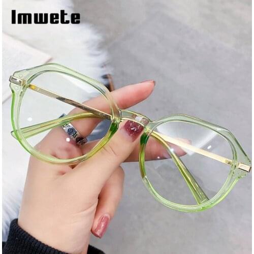 Imwete Computer Glasses Frame Women Men Anti-Blue Light Spectacles Vintage Polygon Eyeglasses Fashion Optical Glasses