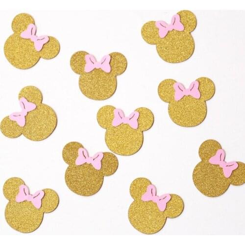 Personalize double-side glitter Mouse Confetti,glitter gold and pink party decor, Mouse table decor,gold confetti