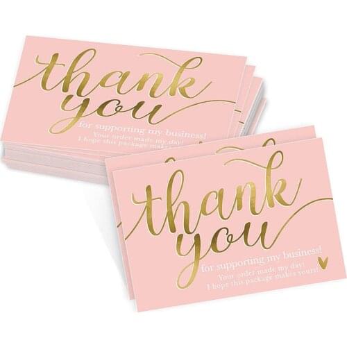 Pink Waterproof Thank You for Supporting My Small Business Card Thank You Floral Cards for Retail Store,Handmade Goods,Gift Shop