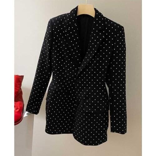Wool Suit Manual-Nail-Drill Womens Waist Hugging Ladies Jackets Office Business Autumn Winter Blazer Elegant Outwear