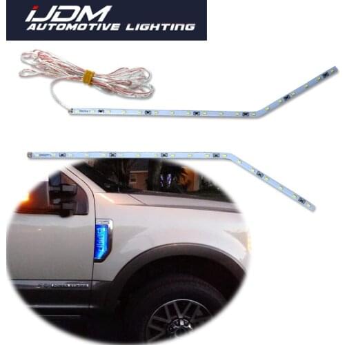 IJDM For Ford F-250 F-350 F-450 F-550 Super Duty truck model 18-SMD Blue LED Side Fender Emblem Background Lighting Strips 12V