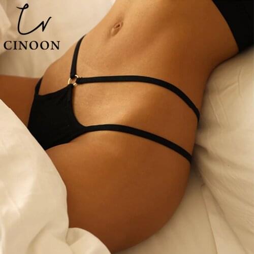 CINOON Womens Cotton Panties Sexy G-String Thong Hollow Out Underwear Bandage Female Seamless Soft Knickers Lingerie Intimates