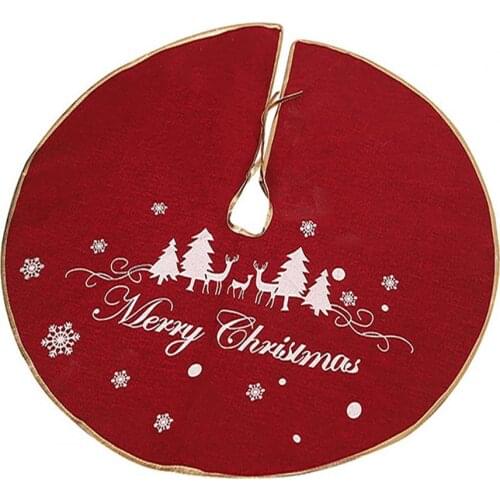 Christmas Style Tree Skirt Exquisite Imitation Linen Creative Christmas Trees Pattern Tree Skirt Base for Home
