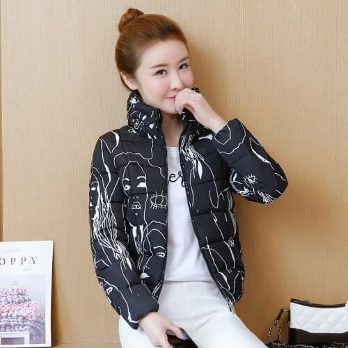 Womens Cotton Coat New 2020 Winter Jacket Short Stand-up Collar Fashion Thicken Warm Zipper Coats Parkas Overcoat Female C28
