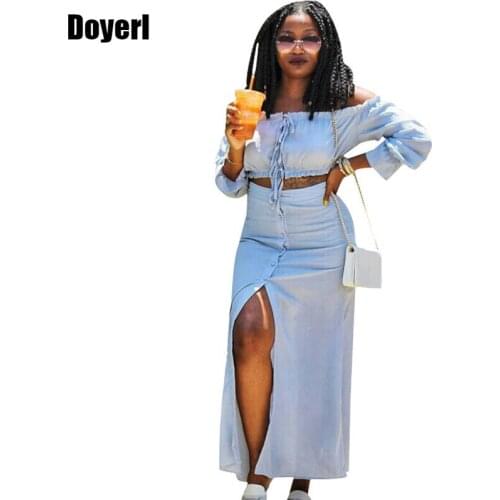 Flare Long Sleeve Off The Shoulder Button Down Maxi Dress Women Autumn Slash Neck Lace Up Front Sexy Two Piece Dresses Outfits