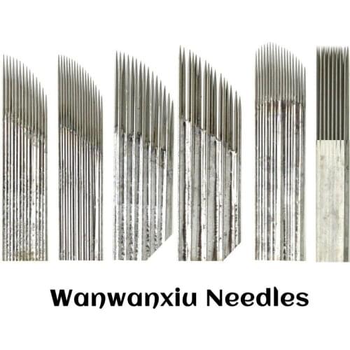 10pcs Microblading Needles Double Row Needle Fog Eyebrow Tattoo Needles Line Brow Tattoo Blades Permanent Makeup Shading Needles