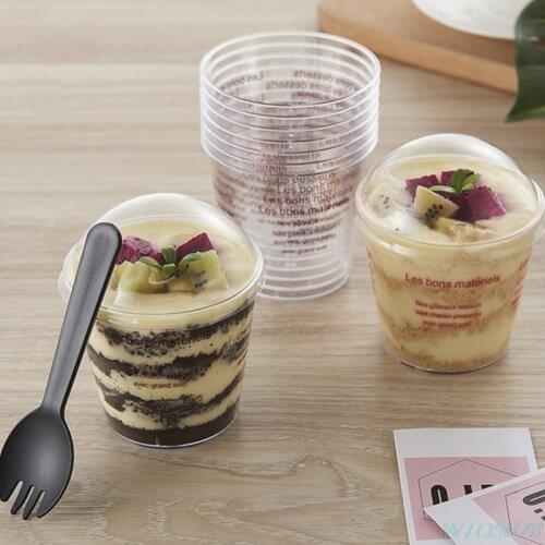 180ml Disposable Salad Cup Transparent Plastic Dessert Bowl Container with Lid