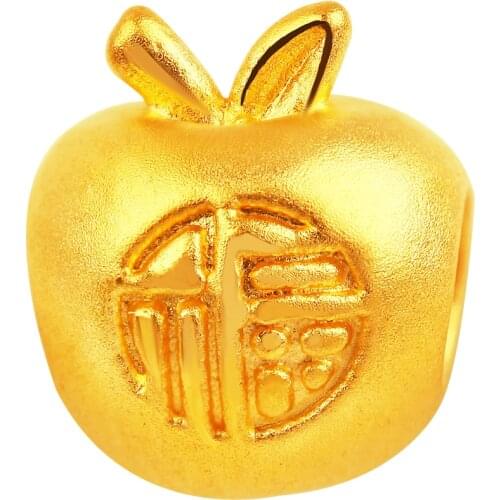 Pure 24K Yellow Gold Bracelet 999 Gold Apple FU Bracelet For Women