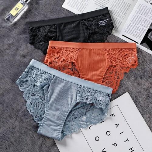 3 Pcs Panties Sexy Panty Briefs Lace Panties Women Underwear Lingerie Panties for Female Ladies Floral Pantys Underpants
