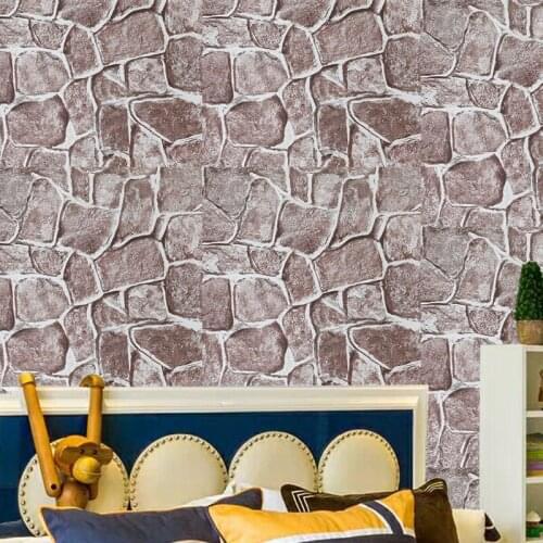 3D Fortress Stone Wallpapers Living Room Bedroom Bathroom Home Decoration PVC Waterproof Self-adhesive Wallpaper Sticker Mural