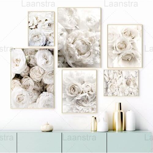 Diamond Painting White Romantic Flower Rose Peony Elegant 5D DIY Full Diamond Embroidery Mosaic Rhinestones Home Decoration