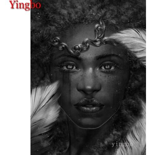 Diy Diamond Painting African girl feathers 5D Diamond Embroidery full drill square Diamond Mosaic 5d Needlework Handmade Decor