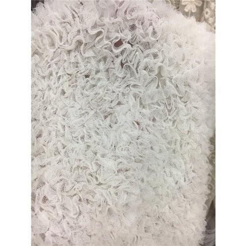 White color lovely embroidery soft tulle mesh haute couture JRB-7122 for wedding dress