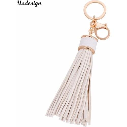 Free Shipping Fashion casual PU leather tassels women keychain bag pendant alloy car key chain ring holder retro jewelry