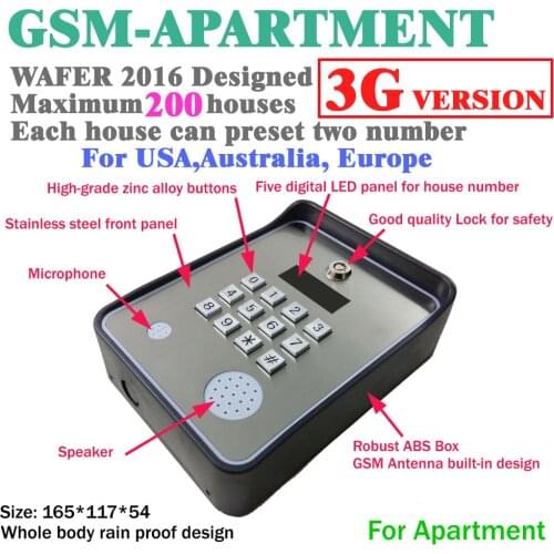 3G and GSM intercom wireless door and gate opener access controller and service help calling dc12v power input
