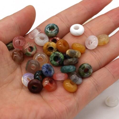 10pcs Natural Stone Beads Abacus Shape Big Hole Loose Beads For Jewelry Making DIY Necklace Bracelet Accessories Hole 4mm 5x10mm