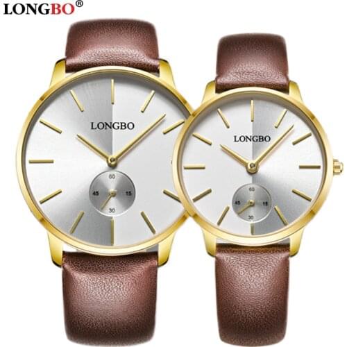LONGBO Lover Watches Quartz Wristwatch Fashion Business Watch For Men Women Leather Strap Pair Watch Relogio Masculino