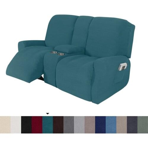 2 Seater Recliner Cover With Cup Holder Stretch Lounger Lazy Boy Armchairs Covers All-inclusive Sofa Slipcover for Living Room