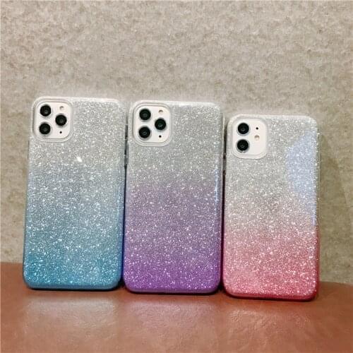 Gradient Glitter Case for iPhone 12 11 Pro Max X XR XS Max 8 7 6S 6 Plus SE Bling Sparkle Cover Shockproof Phone Bag