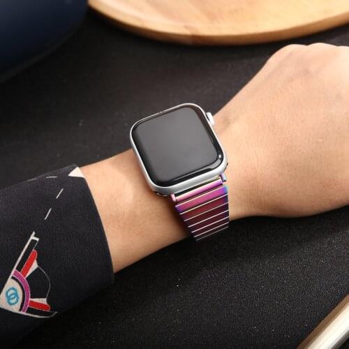 Colourful Thin Band for Apple Watch SE 40mm 44mm Strap Slim Stainless Steel Bracelet for Iwatch 6 5 4 38mm 42mm Classic Buckle