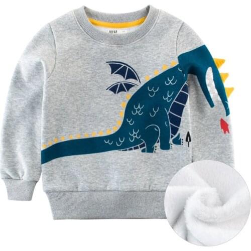 2019 Wholesale winter kid Cotton Plus velvet sweatshirt boy girl 3D dinosaur Monster tops spring baby clothes Children clothing