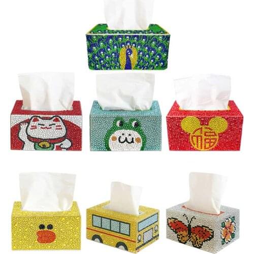DIY 5D Diamond Painting Tissue Box Paper Storage Case Craft Home Table Decoration Resin Diamond Tissue Box Craft Gift