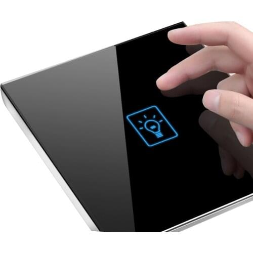 Home LED 86 Square Panel Touch Wall Switch 1Gang 2Gang 3Gang 4Gang 1 Way Smart Light Wall Touch Switch Black