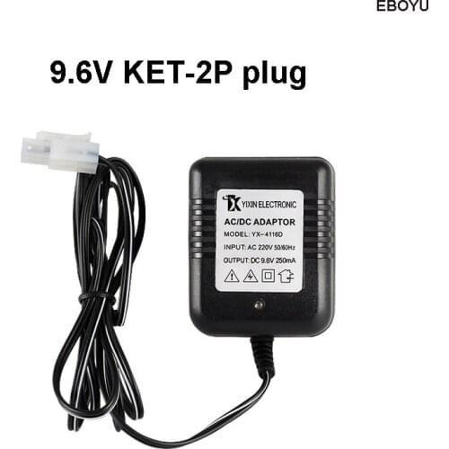EBOYU DC 9.6V 250mAh Ni-MH Ni-Cd AA Battery Pack Charger Adapter with KET 2P Plug for RC Toys Cameras AC 220V