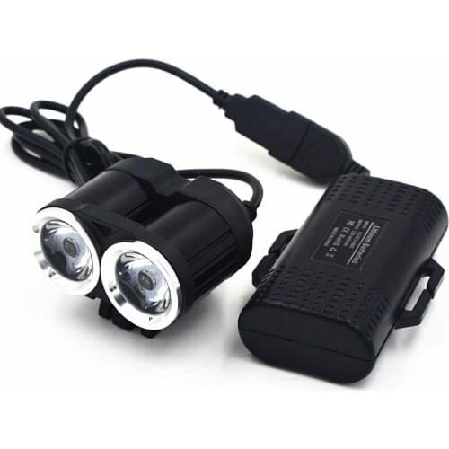 New 5000LM 2x XM-L T6 White LED Waterproof Aluminum Alloy Front Bicycle Light Bike Headlamp Headlight Lamp Cycling Lights