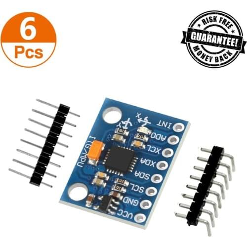 GY-521 MPU-6050 MPU6050 6 DOF 3 Axis Accelerometer Gyroscope Sensor Module 16Bit AD Converter Data Output IIC I2C for Arduino