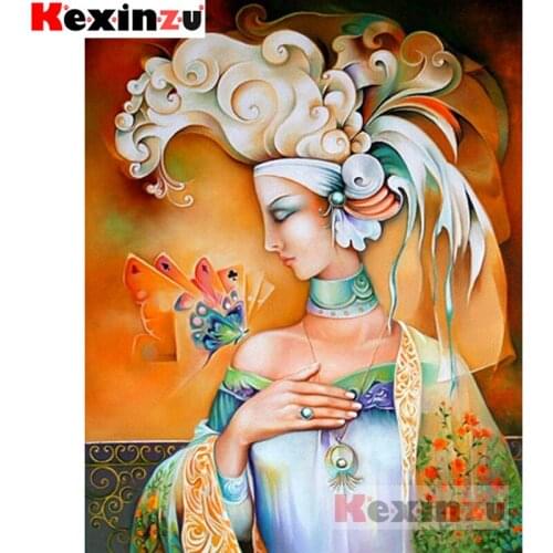 Kexinzu 5D Full DIY Square/Round Diamond Painting"Butterfly woman"3D Embroidery Cross Stitch Mosaic diamondpainting Gift #K08888