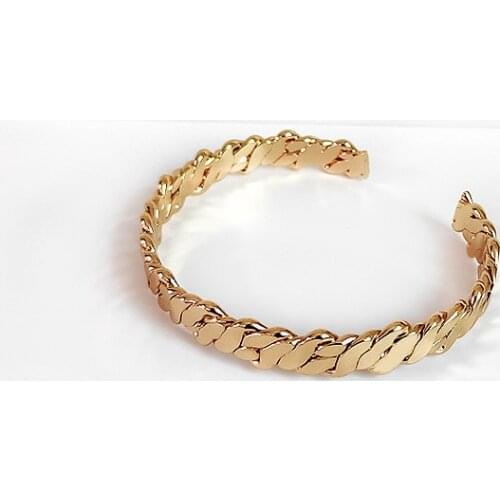 Chunky Twisted Rope Linked Irregular Bangles Wide Geometric Bangles for Women Retro Gold Bangles Adjustable Jewelry 2020 Trendy