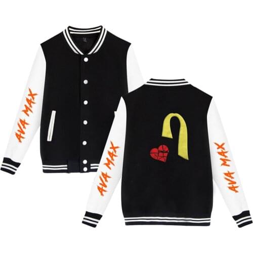 Ava Max Outwear Long Sleeves Baseball Jacket Women Men Unisex Sports Shirt Hip Hop Casual Fashion Sportswear Hoodie Sweatershirt