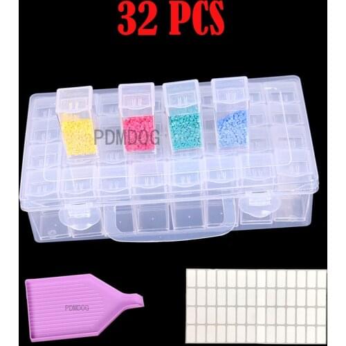 32/60 Bottles Square Storage Box Tool Diamond Painting Storage Box Diamond Painting Accessories Bead Container Mosaic Embroidery