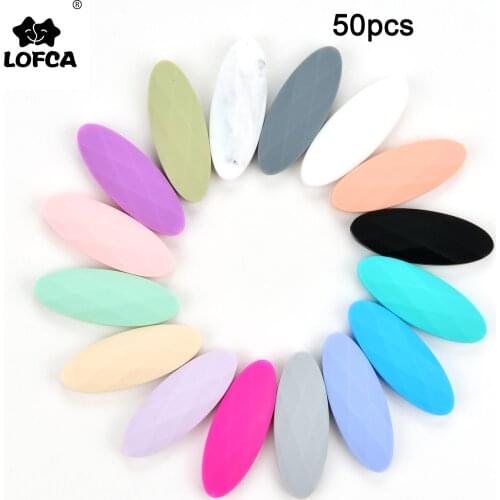 LOFCA 50pcs Marquise Silicone Beads For DIY Baby Teething Toys BPA Free Food Grade Silicone Beads For Baby Teether Pendant Toys